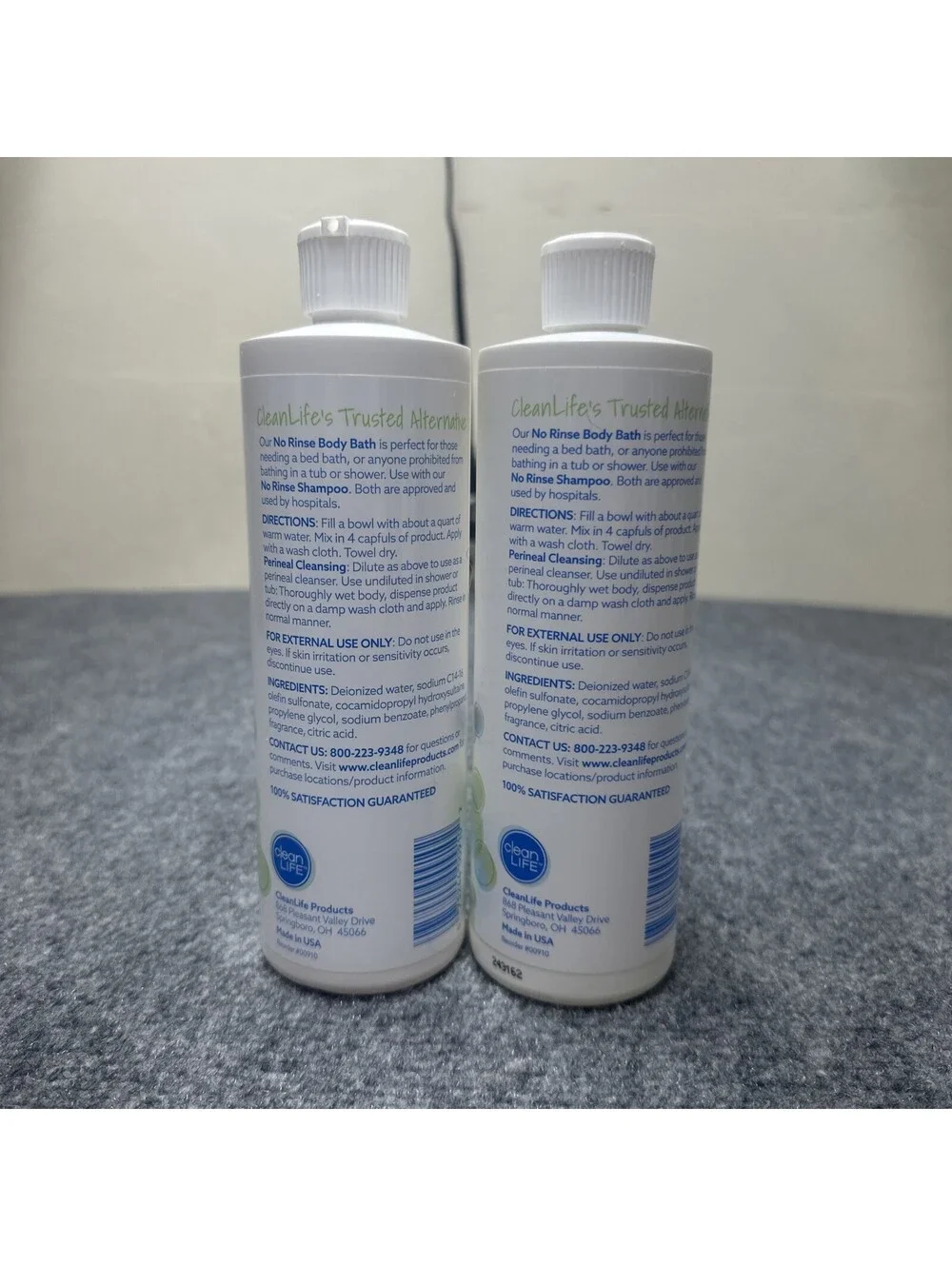 Clean Life 2 Pack No Rinse Body Bath, 16 fl oz Each